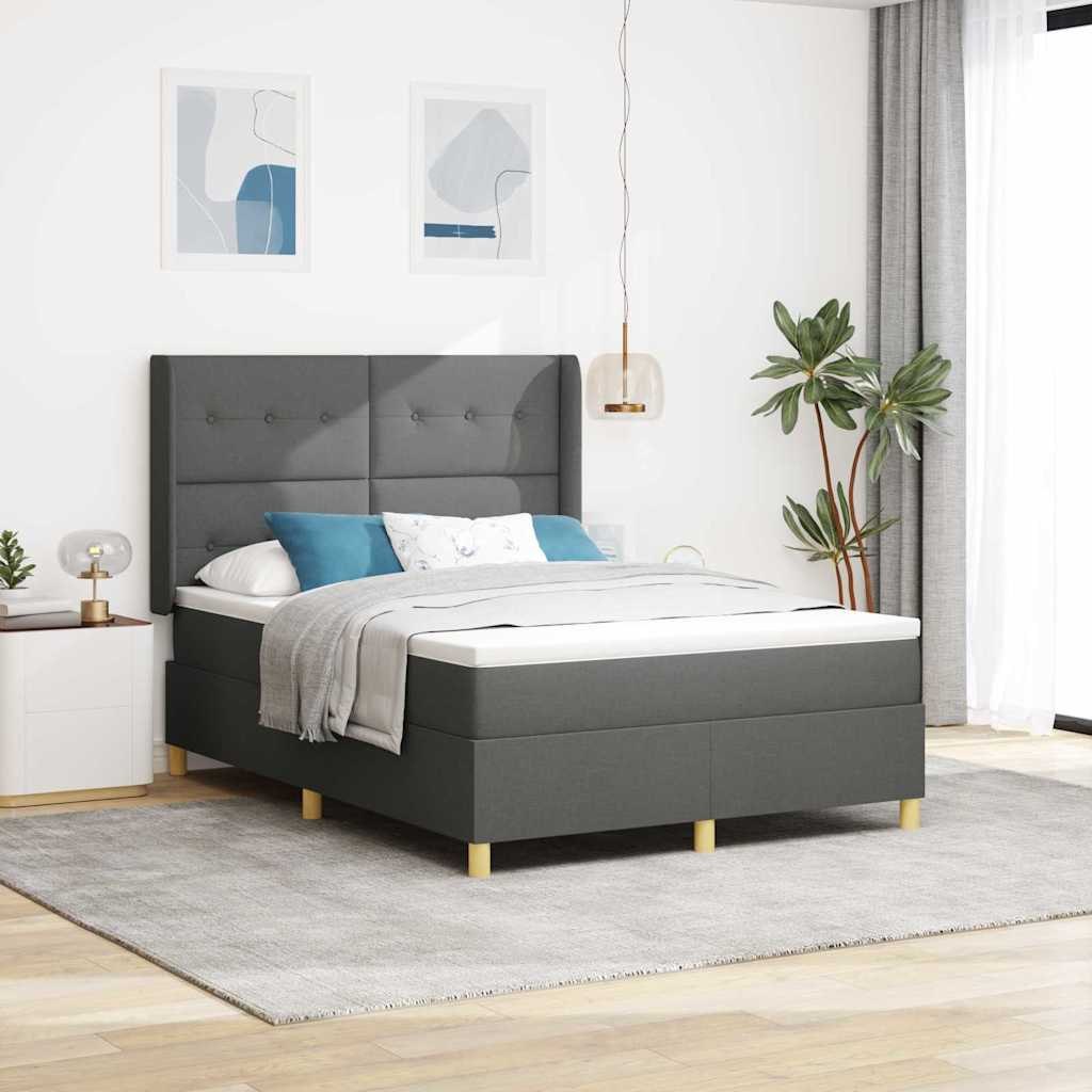 VidaXL Łóżko sprężynowe z materacem Szary 140 x 200 cm tkanina