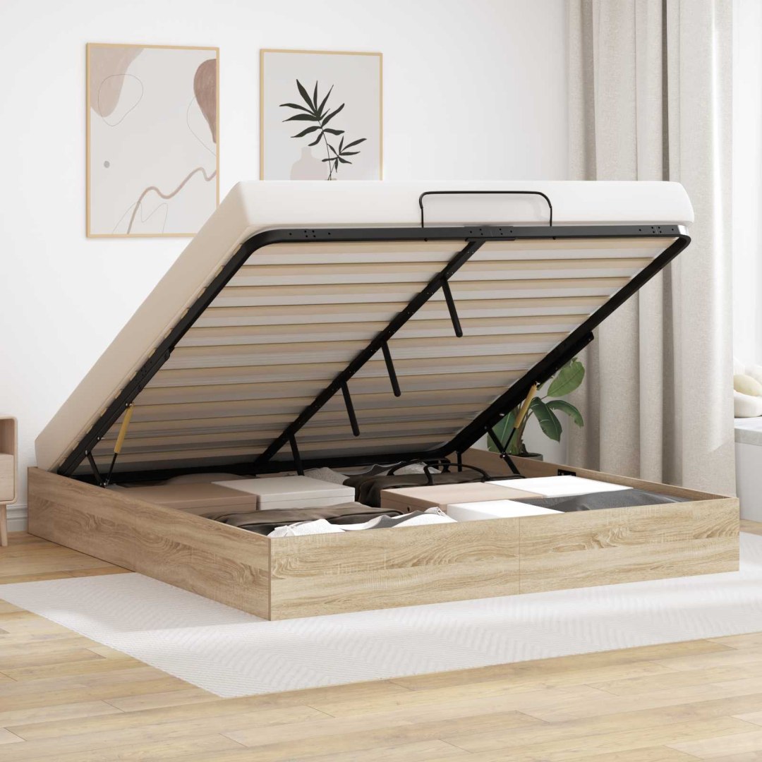 VidaXL Łóżko otomanowe Dąb Sonoma 193 x 120 x 25 cm Płyta wiórowa