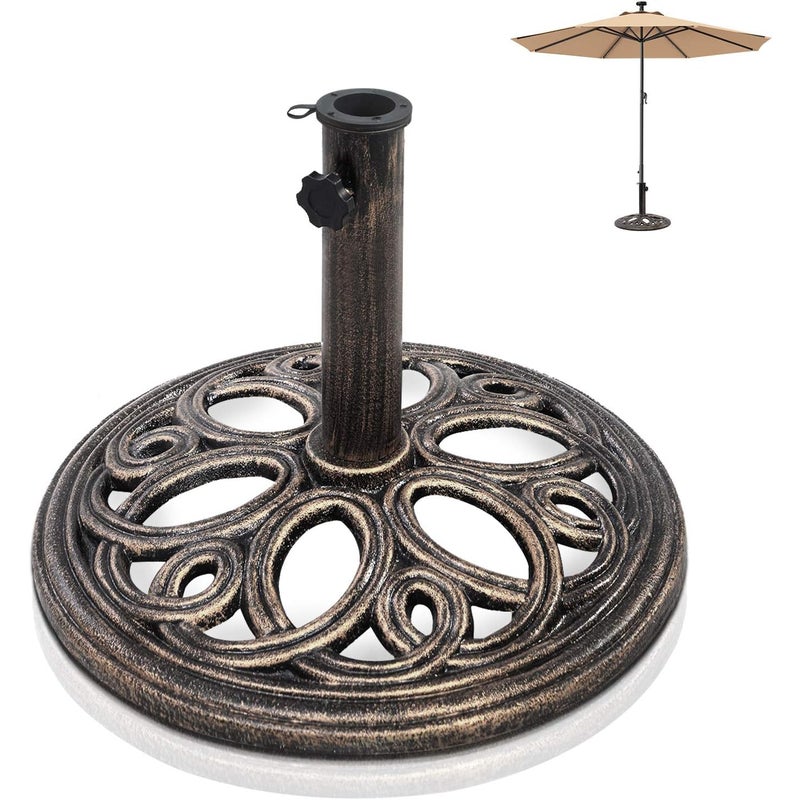 Podstawa Parasola Ogrodowego 38-48 cm, Uchwyt na Parasol, Wytrzymała Podstawa Parasola, Okrągły Uchwyt Ogrodowy z Litego Żeliwa, 45 x 32 cm