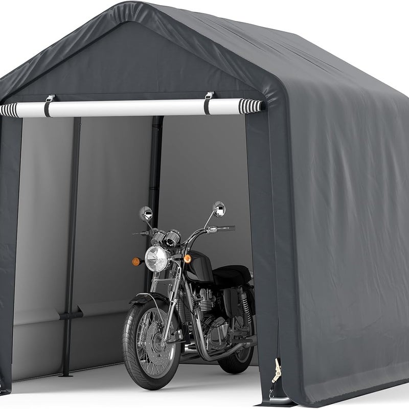 Namiot Garażowy Zewnętrzny 195 x 240 x 214 cm, Schronienie dla Narzędzi, Ochrona przed Słońcem, Wodoodporny, Wiatroodporny, Roleta, do Samochodu