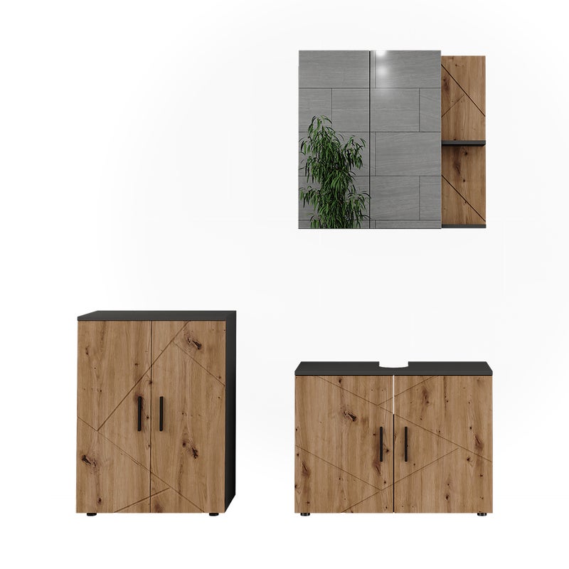 Vicco Zestaw mebli łazienkowych Irma, Antracyt/Artisan, 3 Teile