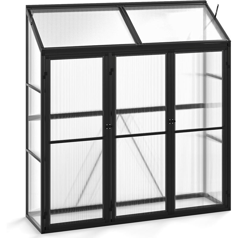 Szklarnia Ogrodowa z Poliwęglanu 180 x 52 x 190 cm, do Warzyw, Roślin Kwiatowych, Szklarnia do Pomidorów z Solidną Aluminiową Ramą, Okno Dachowe
