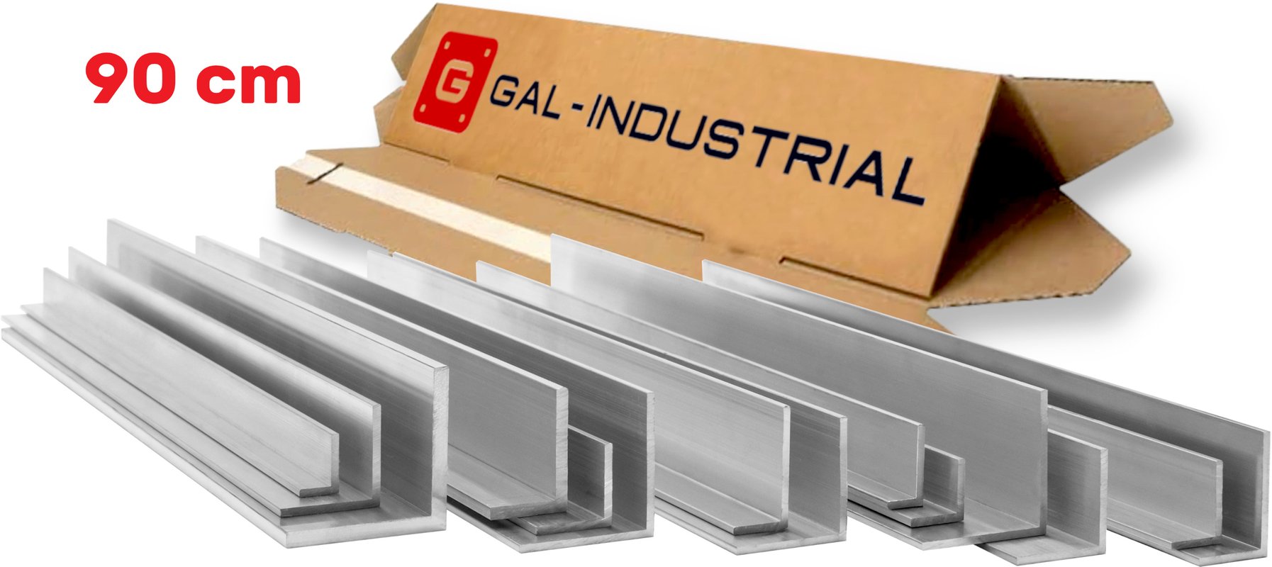 Gal Industrial Kątownik Aluminiowy 60x60x2mm 90cm Aluminium EN6060 PA38+Cięcie na wymiar
