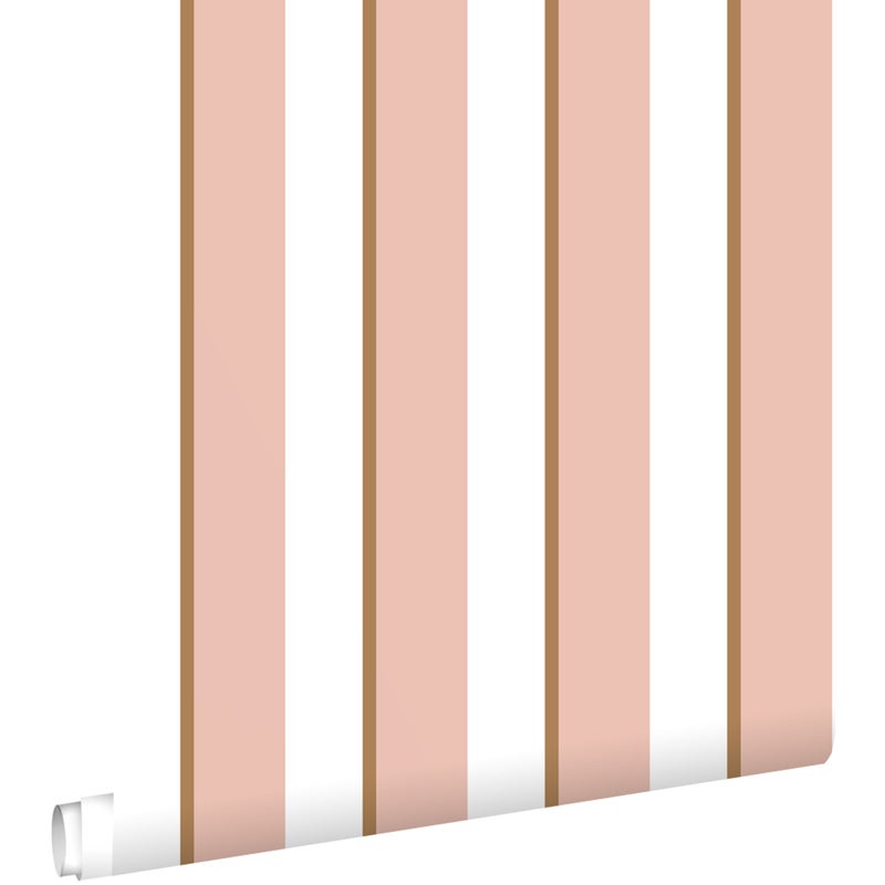 Tapeta paski różowymIbiałym - 50 x 900 cm - ESTAHOME