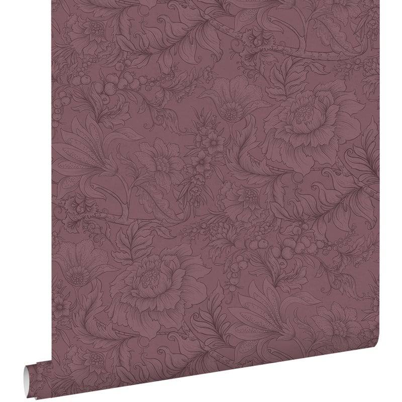 Tapeta kwiatowy wzór fioletowego mauve - 50 x 900 cm - ESTAHOME