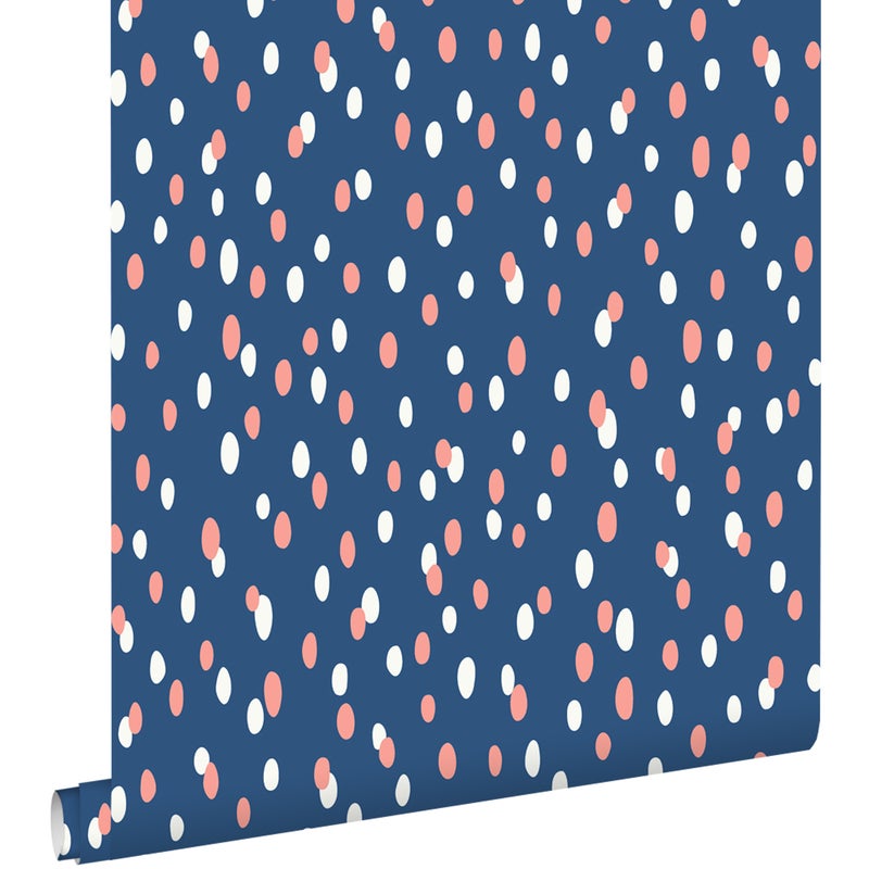 Tapeta kropki niebieskimIróżowym - 50 x 900 cm - ESTAHOME