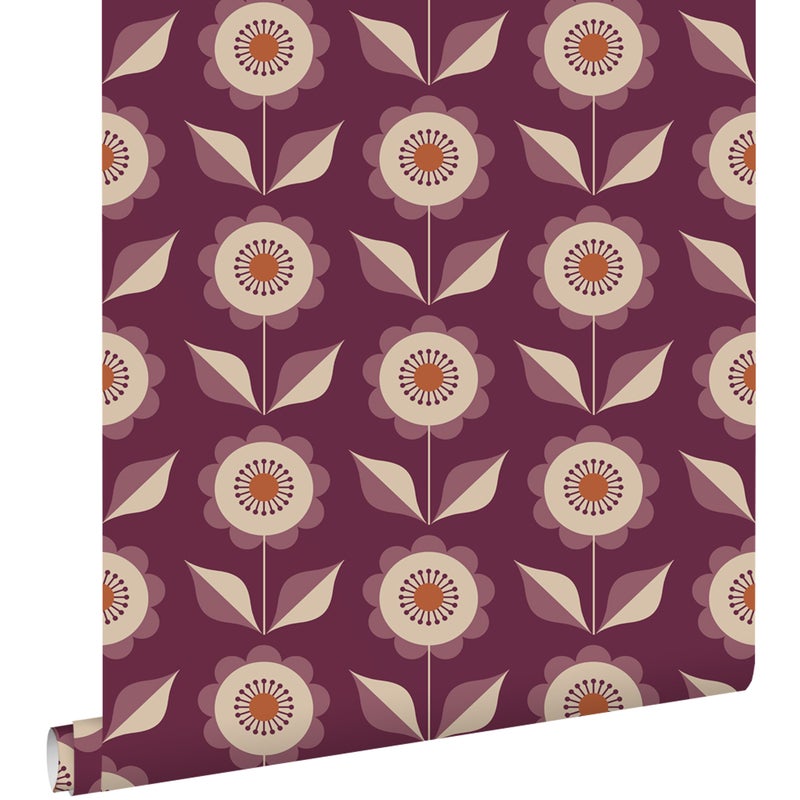 Tapeta kwiaty ciemnego fioletu - 50 x 900 cm - ESTAHOME