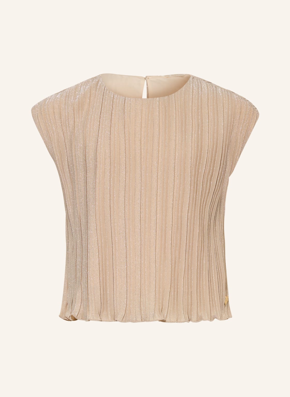 Guess Bluzka Z Plisami I Brokatową Nicią beige