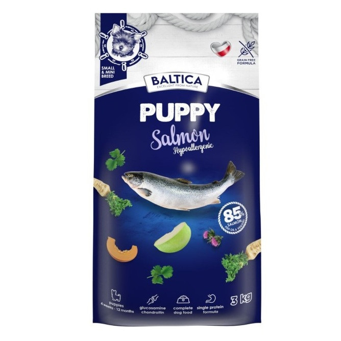 BALTICA Excellent Szczenięta Łosoś Hypoallergenic Małe rasy - sucha karma dla psa - 3kg