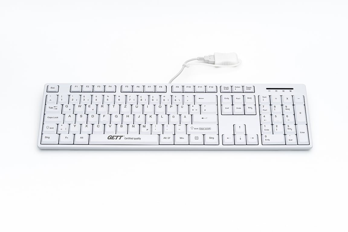 GETT TKL-105-GCQ-IP68-KGEH-WHITE-USB klawiatura Medyczna QWERTZ Niemiecki Biały KL25211