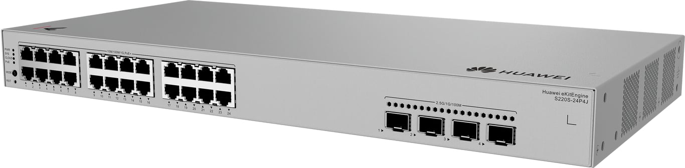 HUAWEI eKit S220S Series S220S-24P4J Zarządzany L2 Gigabit Ethernet (10/100/1000) Obsługa PoE 1U Szary 98012516