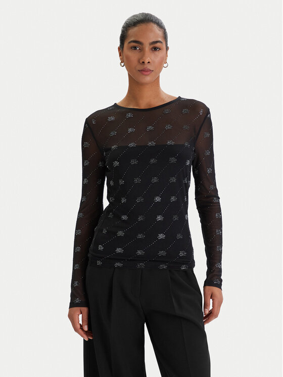 KARL LAGERFELD Bluzka B1W17024 Czarny Slim Fit