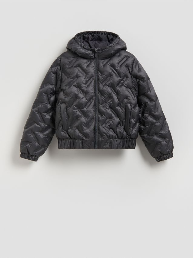 Reserved - Pikowana kurtka z kapturem - ciemnoszary