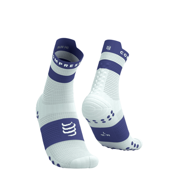 COMPRESSPORT Skarpetki do biegania wysokie PRORACING SOCKS V4 RUN HIGH star white/orient blue