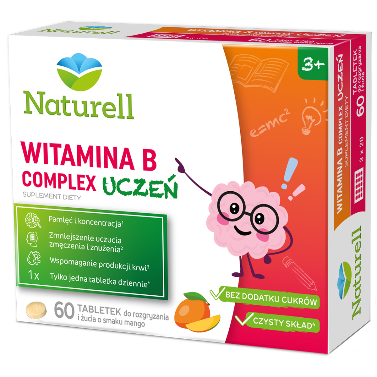 Naturell Witamina B Complex Uczeń, od 3 lat, 60 tabletek