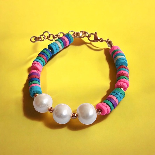SUMMER COLLECTION : bransoletka : PERŁY i lawa