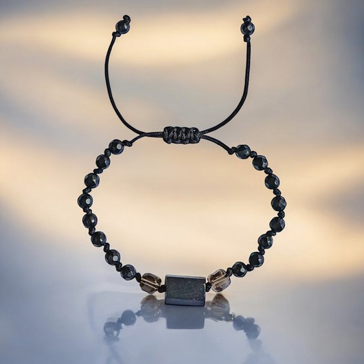 Ochronna bransoletka - czarny turmalin, kwarc dymny, onyks mat