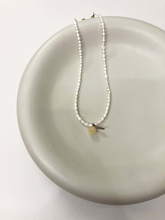 FROSTY LEMON - Perły naturalne z sercem handmade