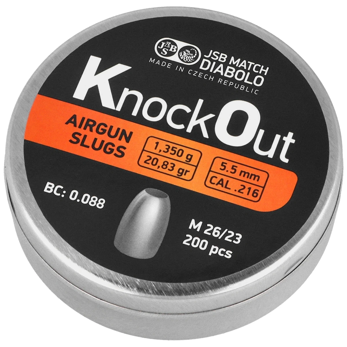 Śrut JSB Slug KnockOut .216 / 5.50 mm, 1.350 g, 200 szt. (546022-200)
