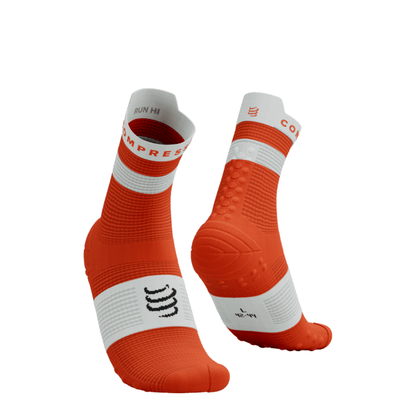 COMPRESSPORT Skarpetki do biegania wysokie PRORACING SOCKS V4 RUN HIGH tigerlily/white