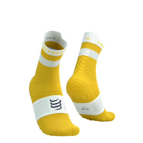 COMPRESSPORT Skarpetki do biegania wysokie PRORACING SOCKS V4 RUN HIGH lemon/white