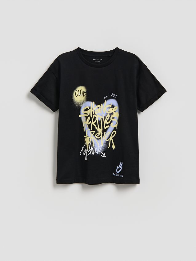 Reserved - T-shirt z nadrukiem - czarny