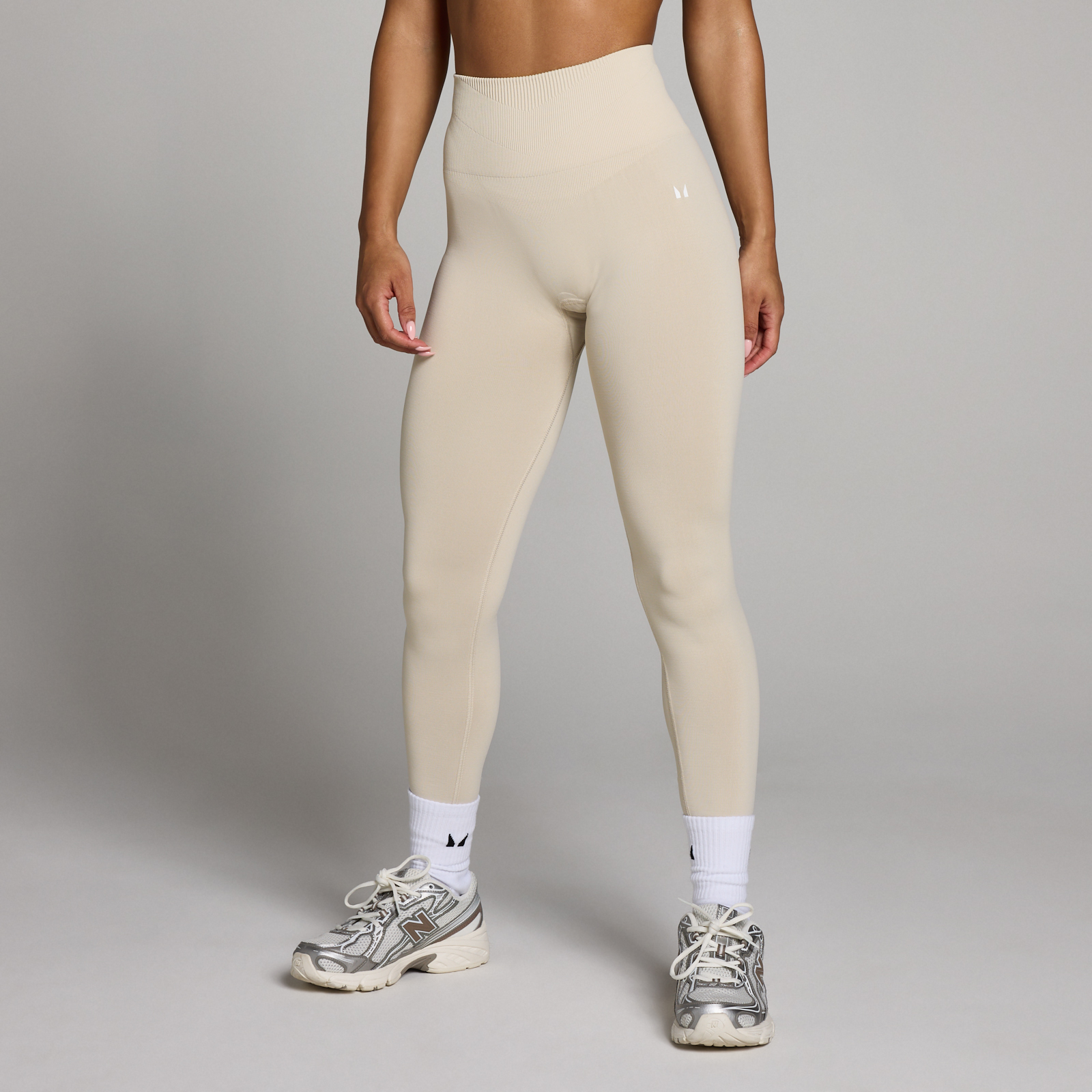 Damskie Legginsy Bezszwowe Tempo MP - Piaskowy Beż - XL