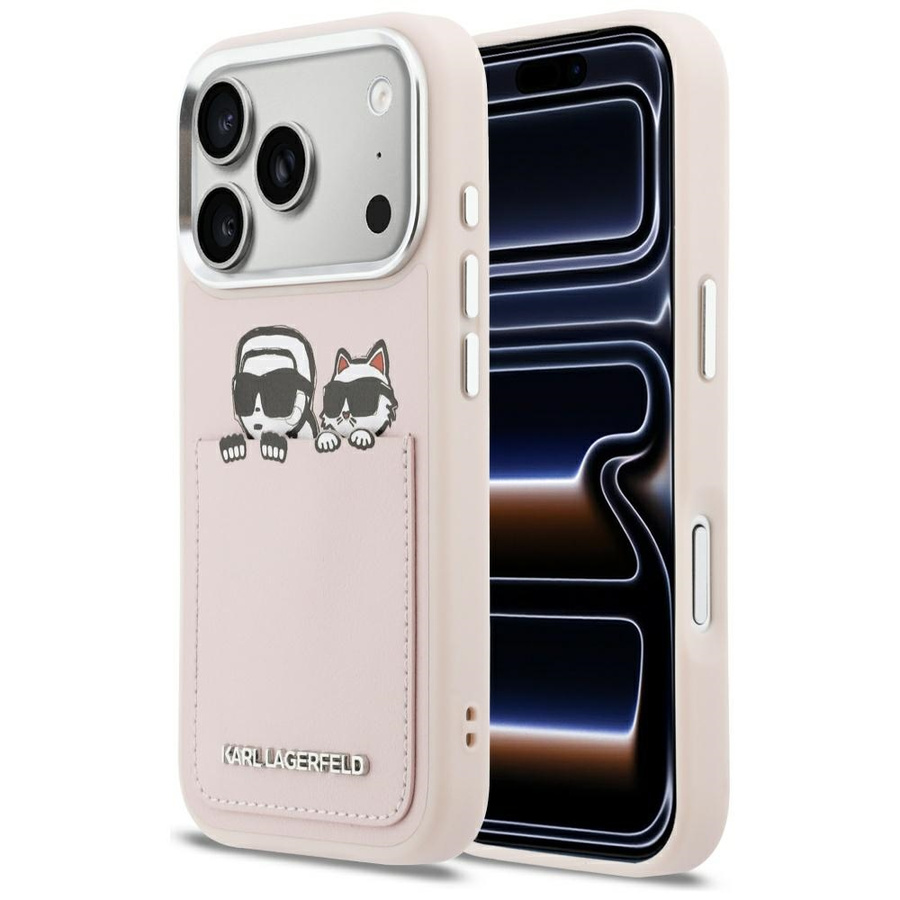 Etui Karl Lagerfeld Karl & Choupette Print & Pocket do iPhone 17 Pro Max różowy