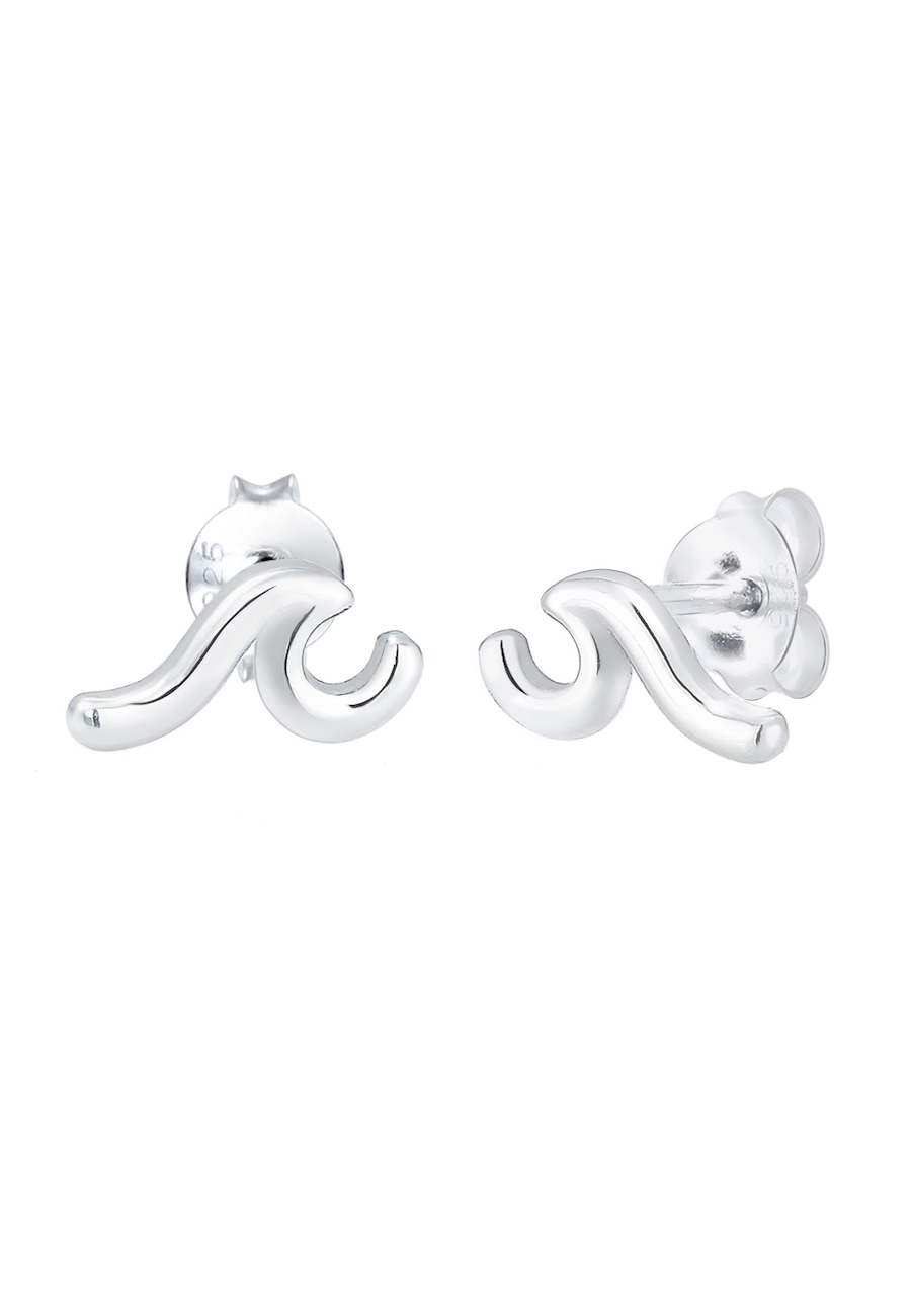 Elli Damskie kolczyki sztyfty Fale Trend w srebrze próby 925 Sterling Silver Kolczyki 1 ct