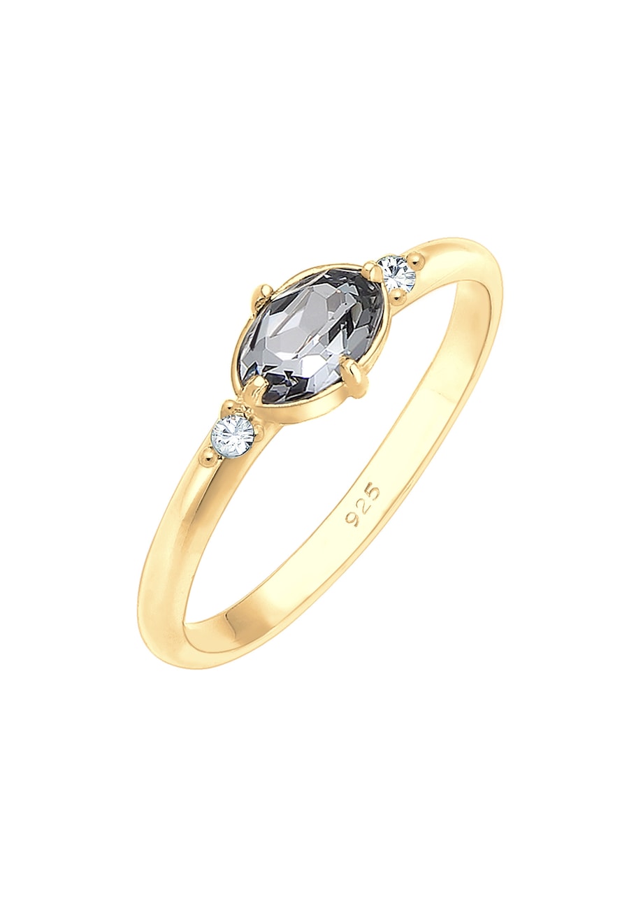 Elli Damski prosty elegancki z kryształami z srebrze 925 sterling silver Pierścionki 1 ct