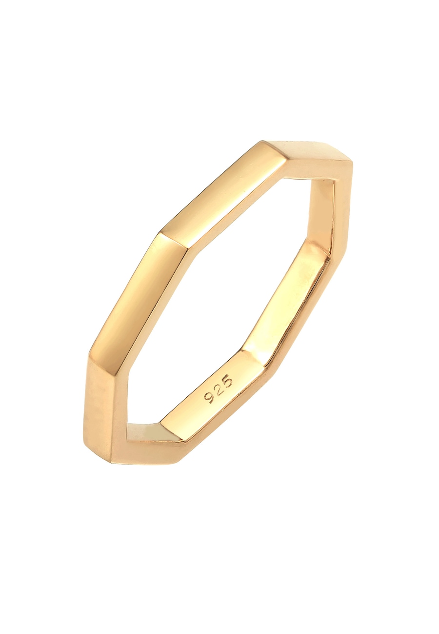 Elli Damski Pinky ośmiokątny Geo Look w srebrze próby 925 Sterling Silver Pierścionki 1 ct