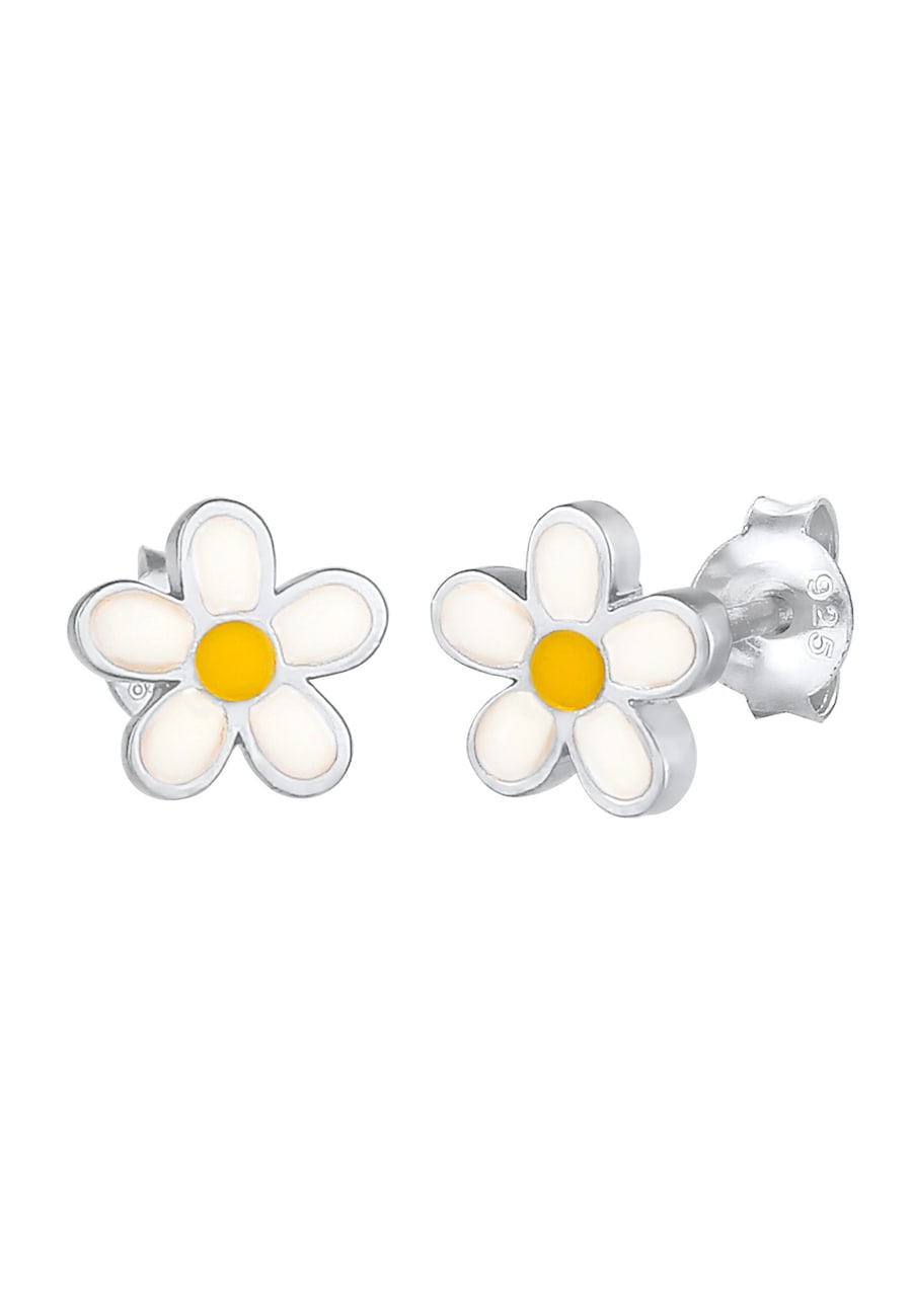 Elli Dziecięcy Kwiat Słodki róża z emalią pozłacane srebro 925 Sterling Silver Kolczyki 1 ct Damski