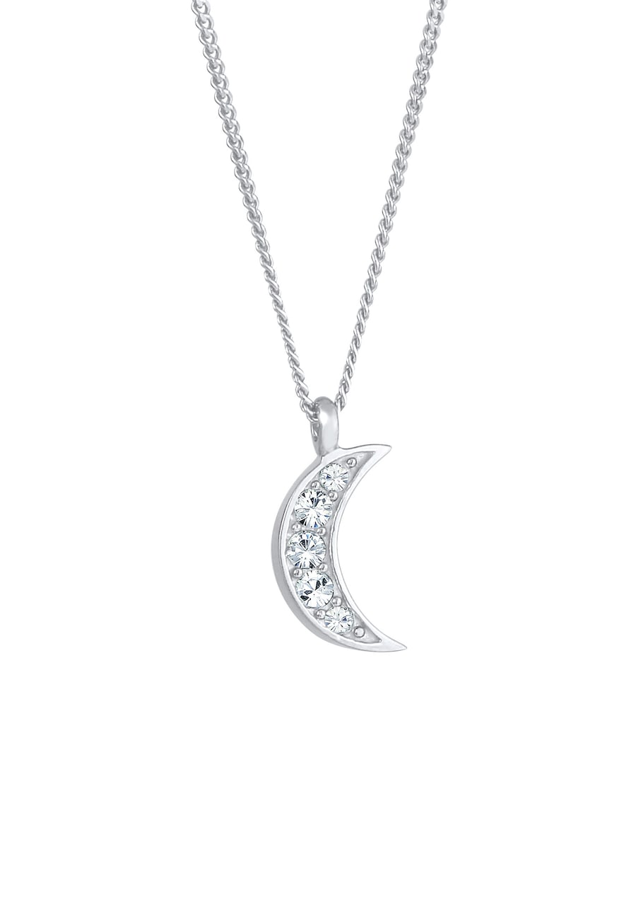 Elli Damski wisior półksiężycowy Astro Look Trend z kryształami w srebrze 925 funtów sterling silver Naszyjniki 1 ct
