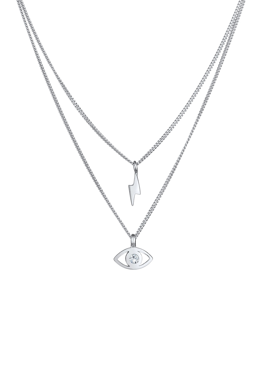 Elli Damski wisiorek Evil Eye, Piorun kryształami w srebrze 925 sterling silver Naszyjniki 1 ct