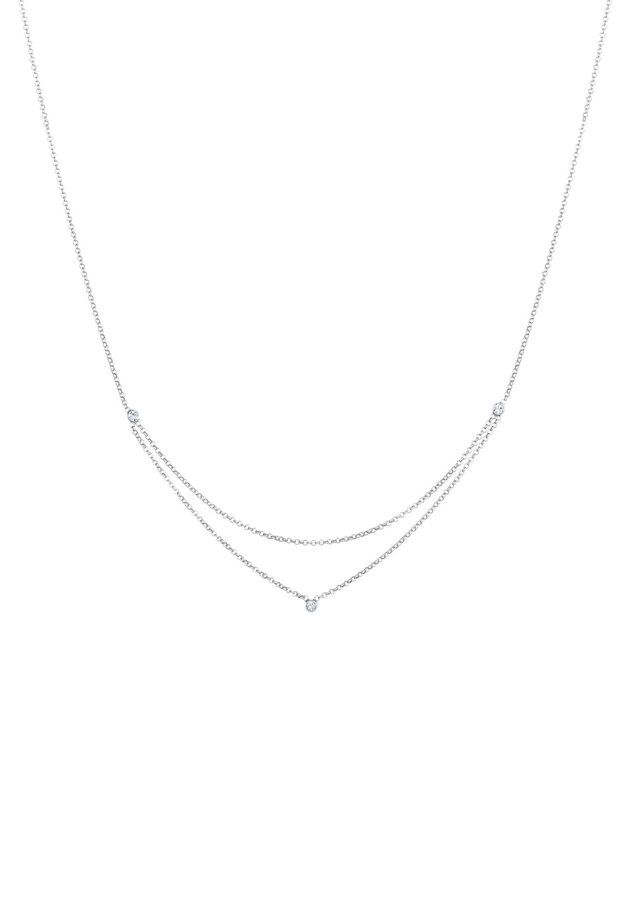 Elli Damski Basic Layer Look warstwowy z kryształami w srebrze 925 Sterling Silver Naszyjniki 1 ct