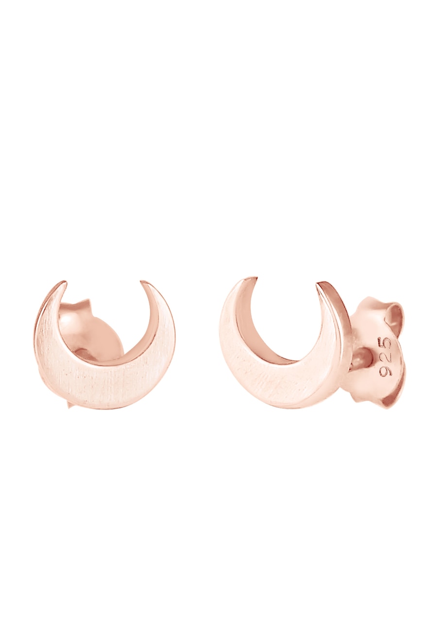 Elli Damskie kolczyki sztyfty półksiężyc Luna Basic Matt ze srebra próby 925 Sterling Silver Kolczyki 1 ct