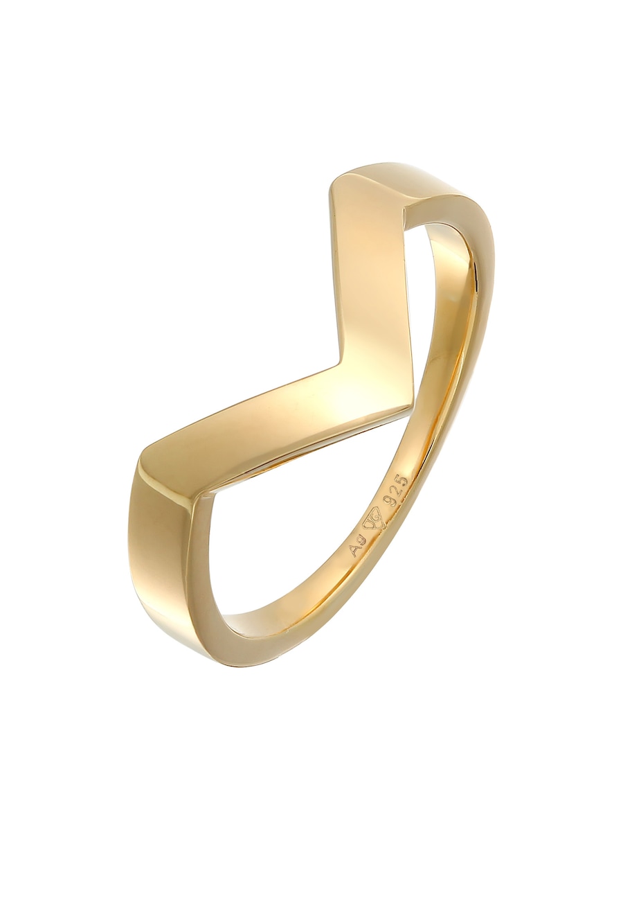 Elli PREMIUM Damski w kształcie litery V Geo Basic w rodowanym srebrze 925 Sterling Silver Pierścionki 1 ct