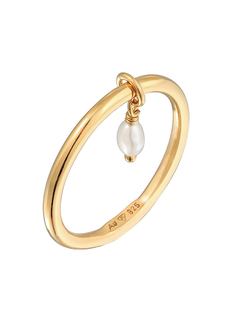 Elli Damski do łączenia Basic z perłą hodowlana słodkowodną w srebrze próby 925 Sterling Silver Pierścionki 1 ct