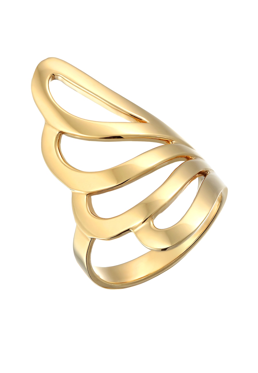 Nenalina Damski Statement Basic Fala Geo ze srebra próby 925 Sterling Silver Pierścionki 1 ct