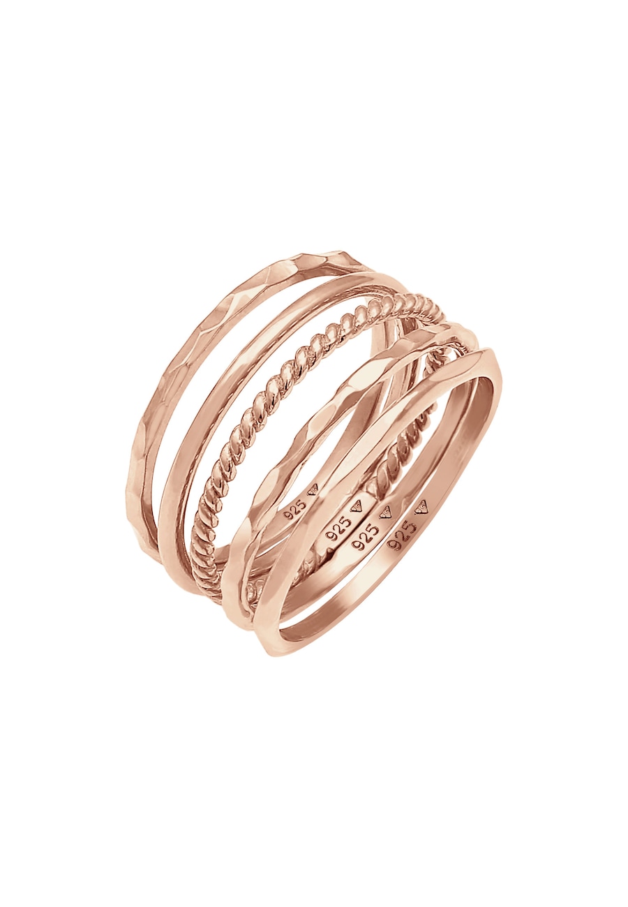 Elli Damski zestaw pierścionków Minimal Trendy Bloger Basic w srebrze próby 925 Sterling Silver Pierścionki 1 ct