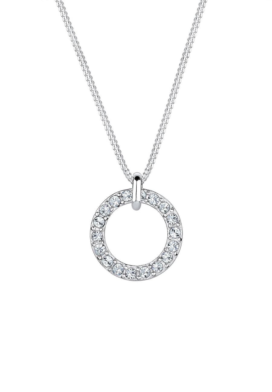 Elli Damski wisiorek Geo Circle z kryształami ze srebra próby 925 Sterling Silver Naszyjniki 1 ct