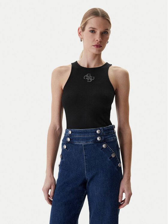 Guess Top W6RP39 KD092 Czarny Regular Fit