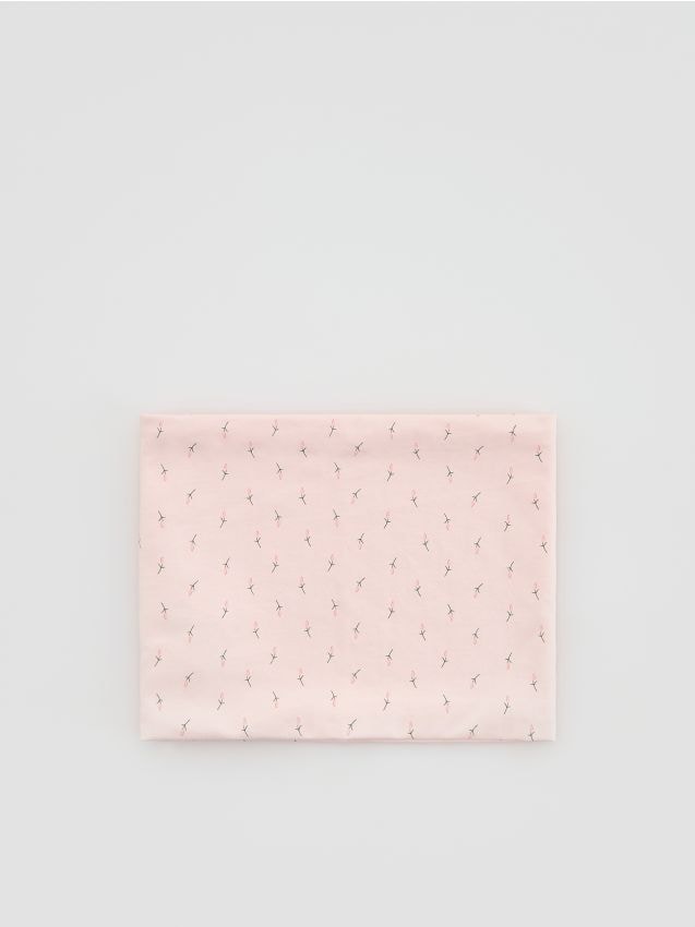 Reserved - Bawełniany komin z nadrukiem - pastelowy róż