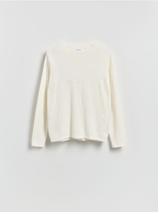 Reserved - Bawełniany sweter - złamana biel