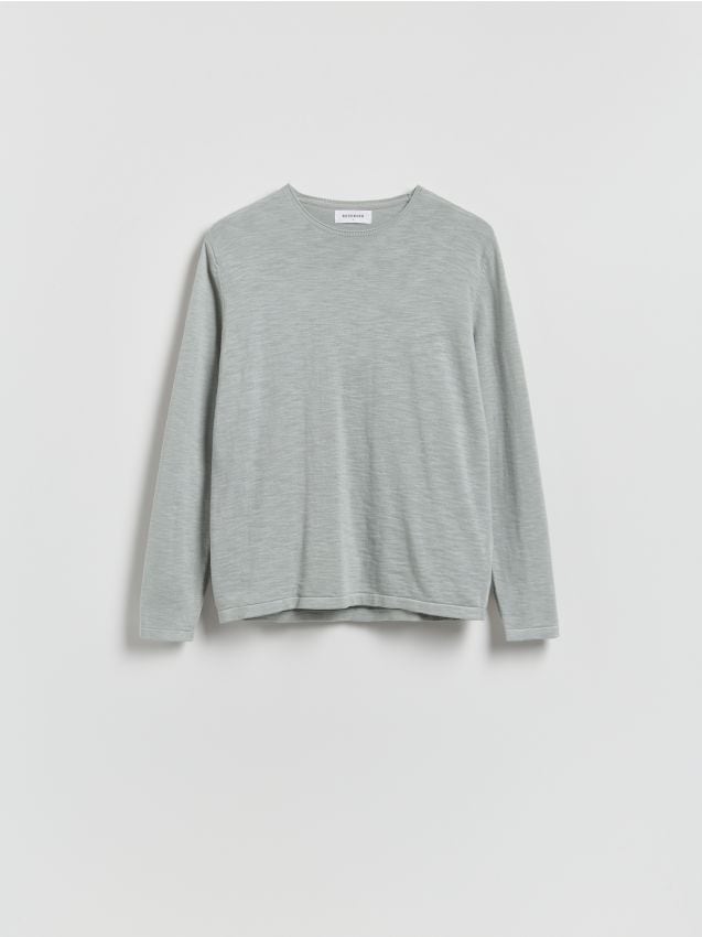 Reserved - Bawełniany sweter - jasnoszary