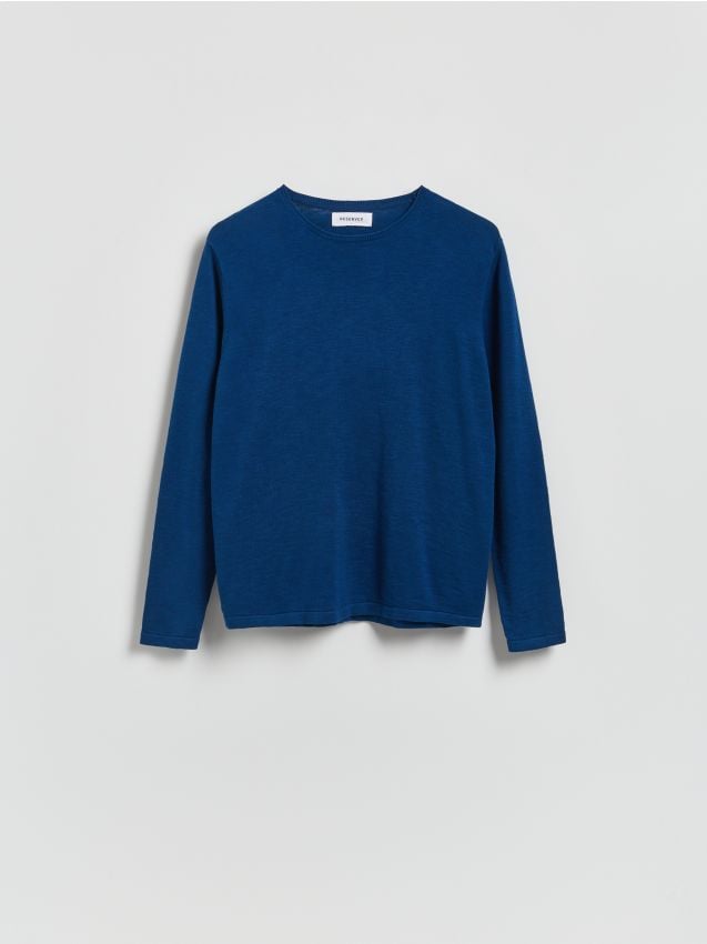 Reserved - Bawełniany sweter - niebieski