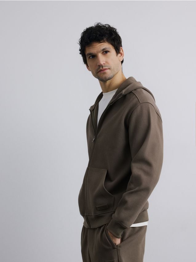 Reserved - Rozpinana bluza z kapturem - jasny zielony