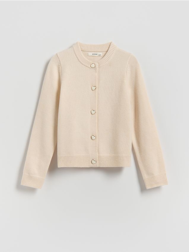 Reserved - Dzianinowy kardigan - kremowy