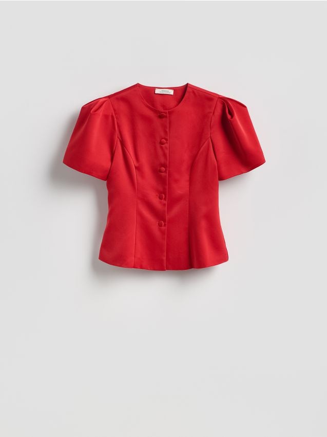 Reserved - Bluzka z bufkami - czerwony