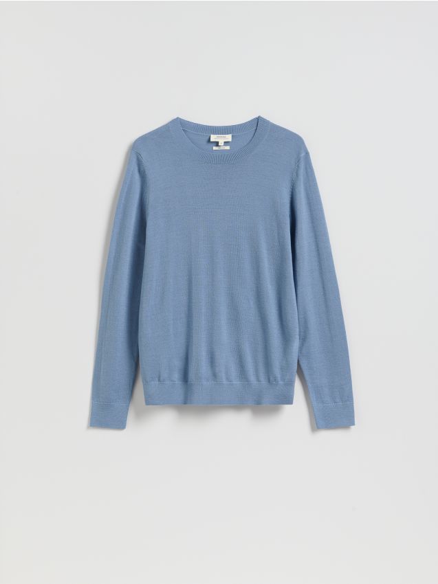 Reserved - Sweter z wełny merino - jasnoniebieski